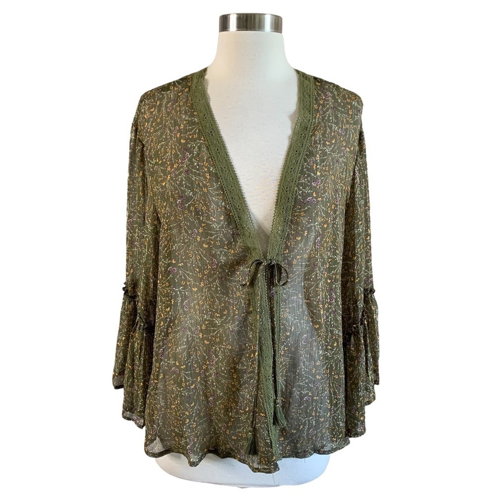 Jessica Simpson New With Tags Binx Ditsy Print Ruffle Sleeve Kimono Size XS - Picture 2 of 14
